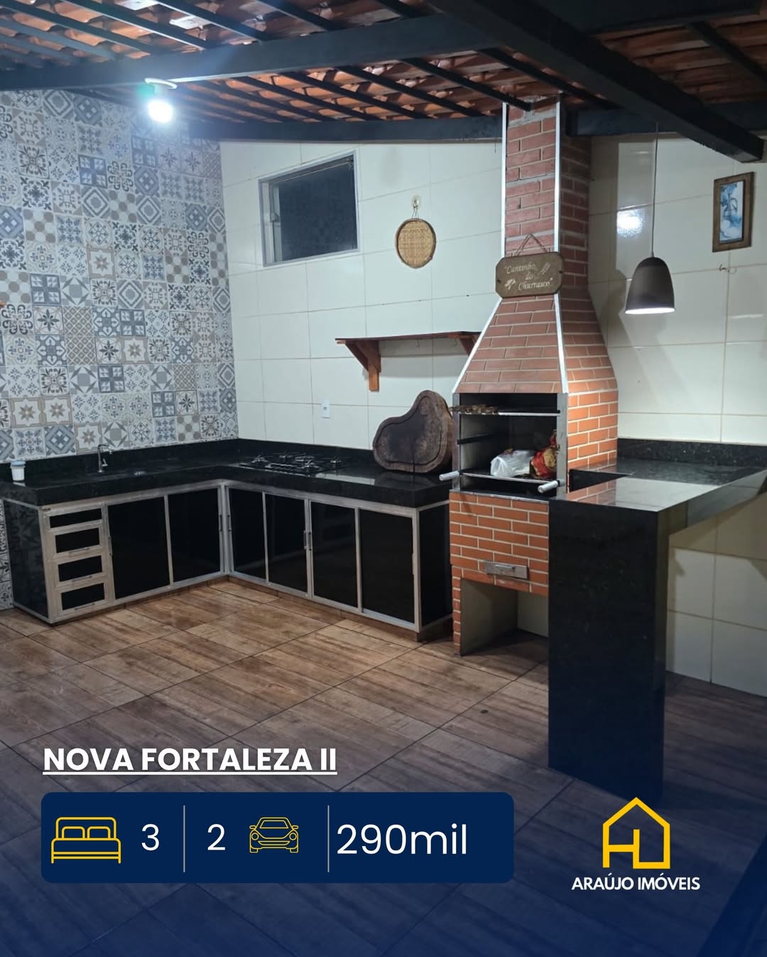 Casa no Nova Fortaleza ll3 quartos SalaBanheiro com box e armário planejado Cozinha americana co