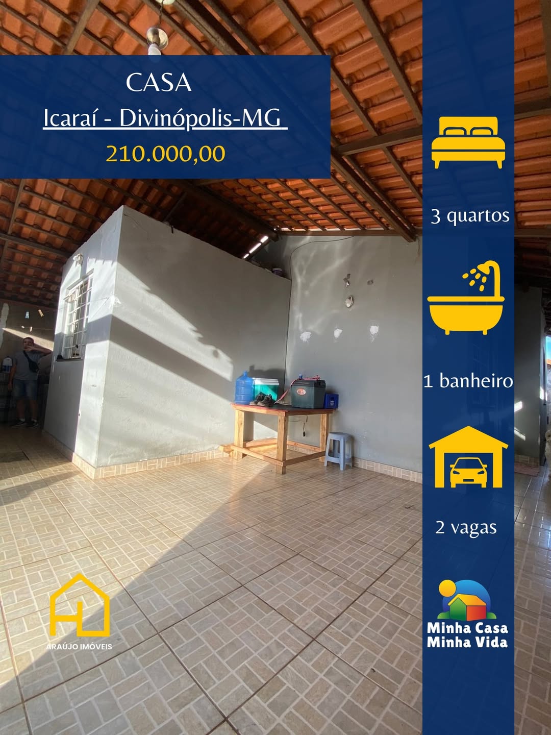 🏡 Casa Icaraí -3 quartos -Sala-Cozinha com armário planejado -Área de serviço -2 garagem -Varan