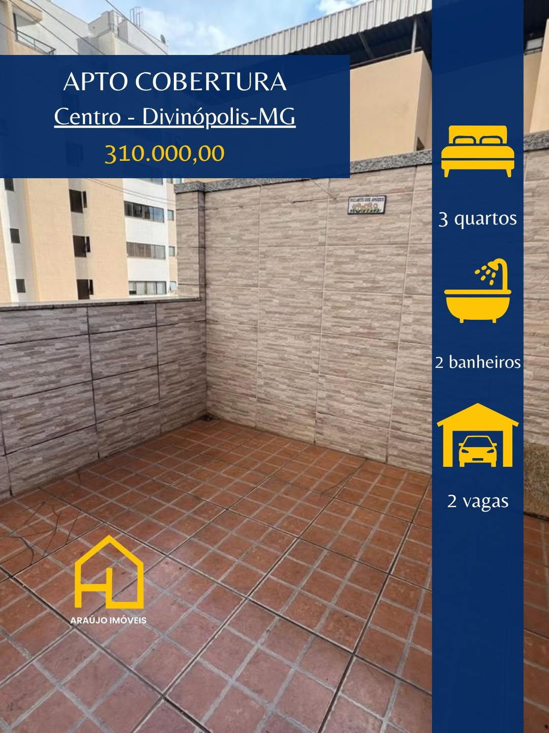✨OPORTUNIDADE✨🏢Cobertura no Centro•3 quartos sendo uma suíte •Sala•Cozinha com armário planejad