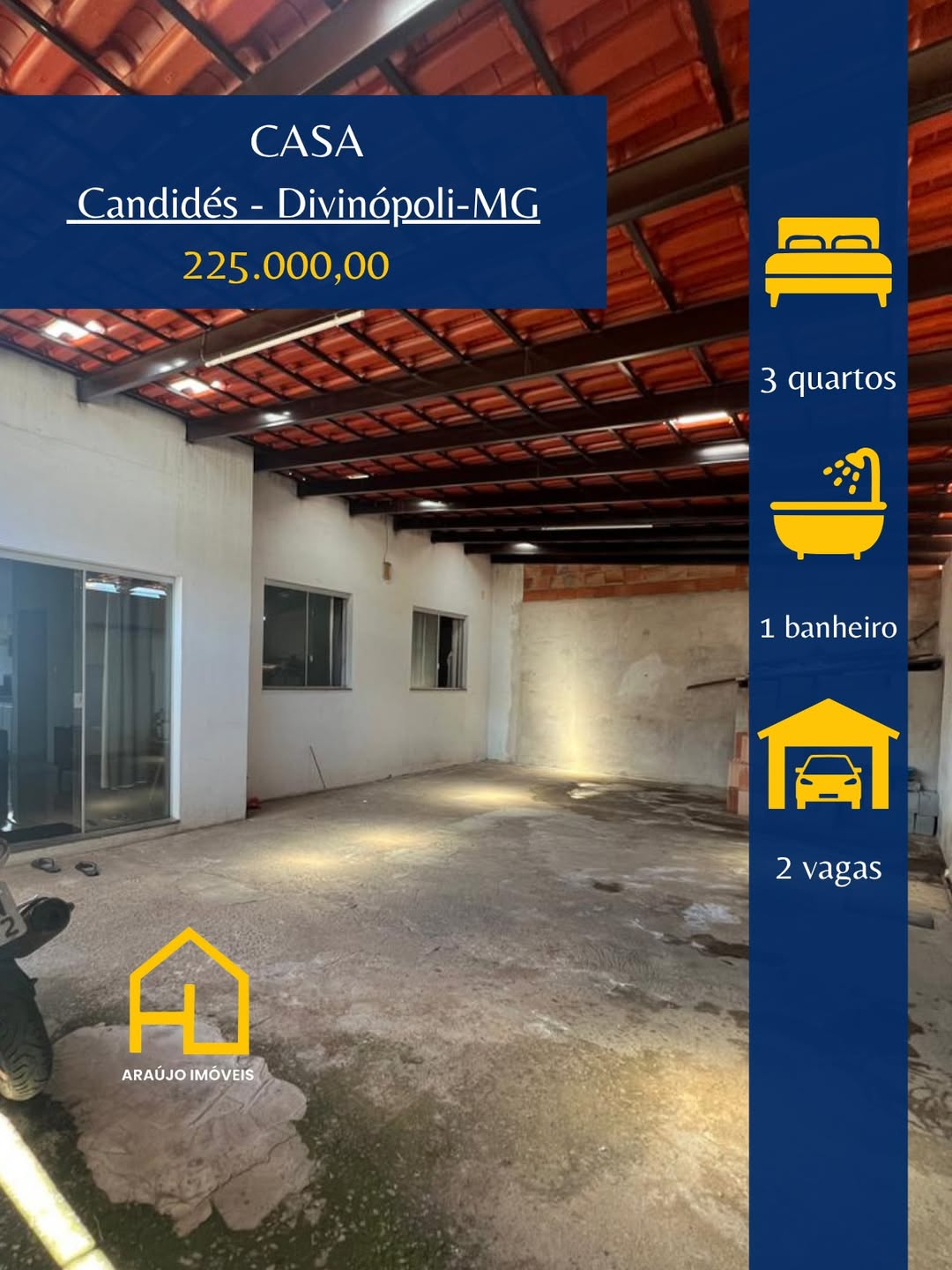 🏠Casa no Bairro Candidés •3 quartos •Sala•Cozinha com armário planejado 🚿Banheiro com box e ar