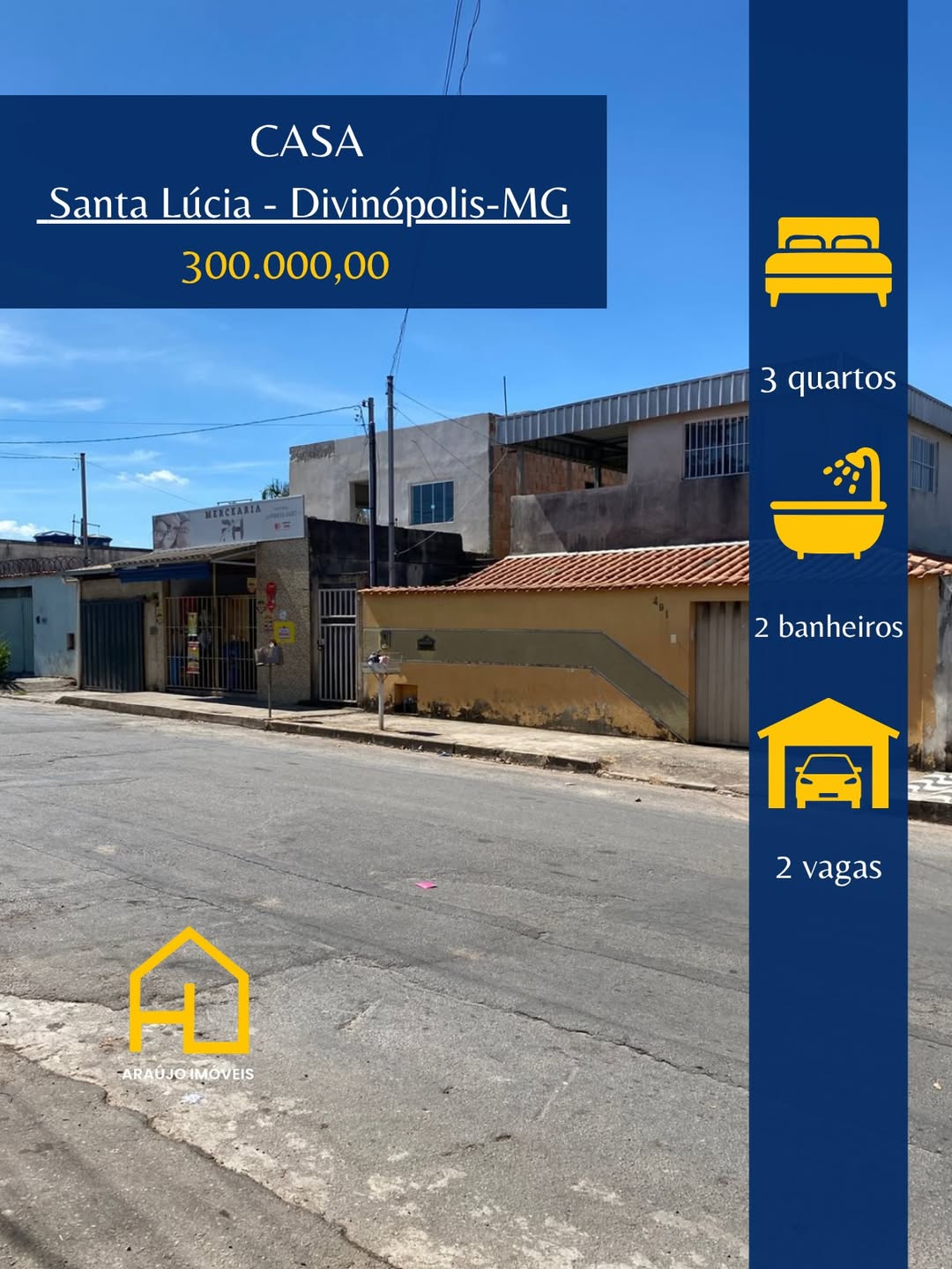 🏠Casa no Bairro Santa Lúcia •3 quartos •Sala •Cozinha •Banheiro •Área de serviço 🚗2 vagas de g