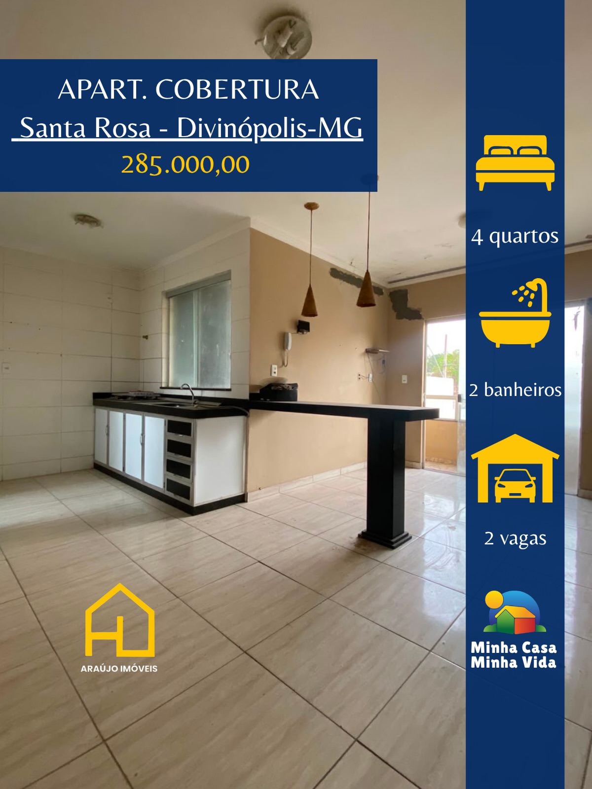 Apartamento Cobertura No Bairro Santa Rosa✅ Primeiro pavimento-- 3 quartos - _sala- _cozinha ame